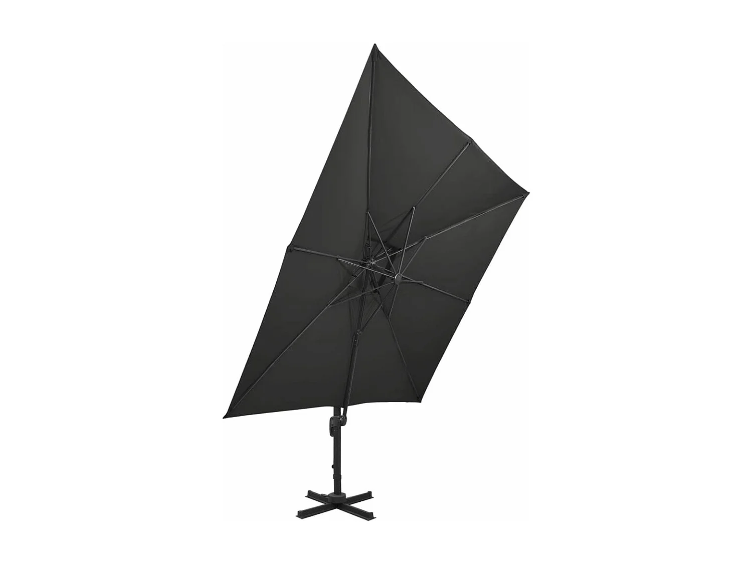 Parasol déporté avec double toit 300x300 cm noir