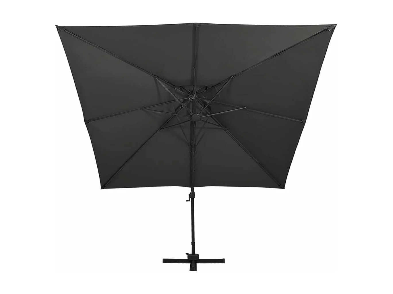 Parasol déporté avec double toit 300x300 cm noir