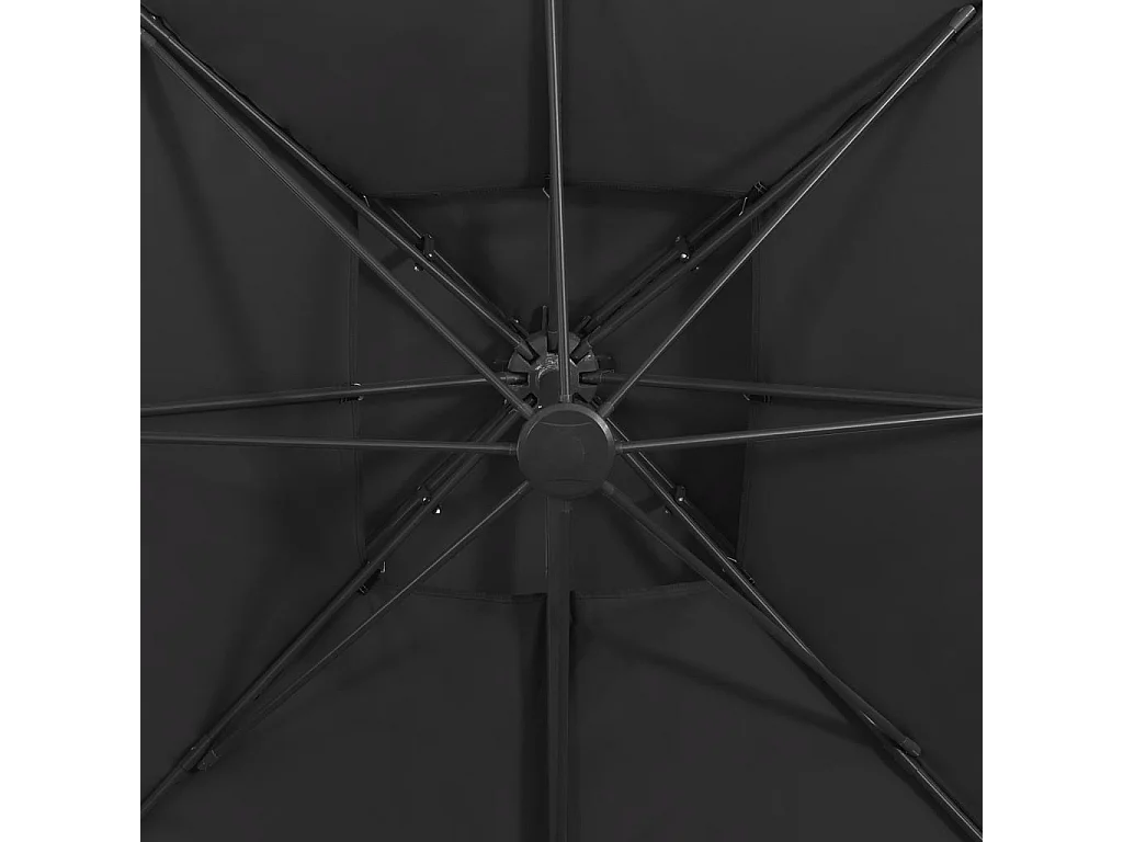 Parasol déporté avec double toit 300x300 cm noir