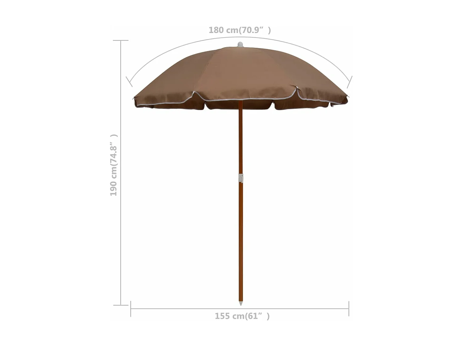 Parasol avec mât en acier 180 cm Taupe