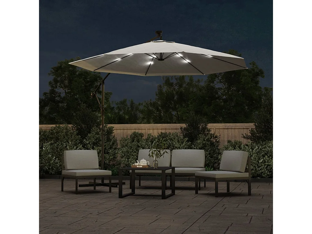 Guarda-sol com iluminação LED 300cm Poste metálico Areia