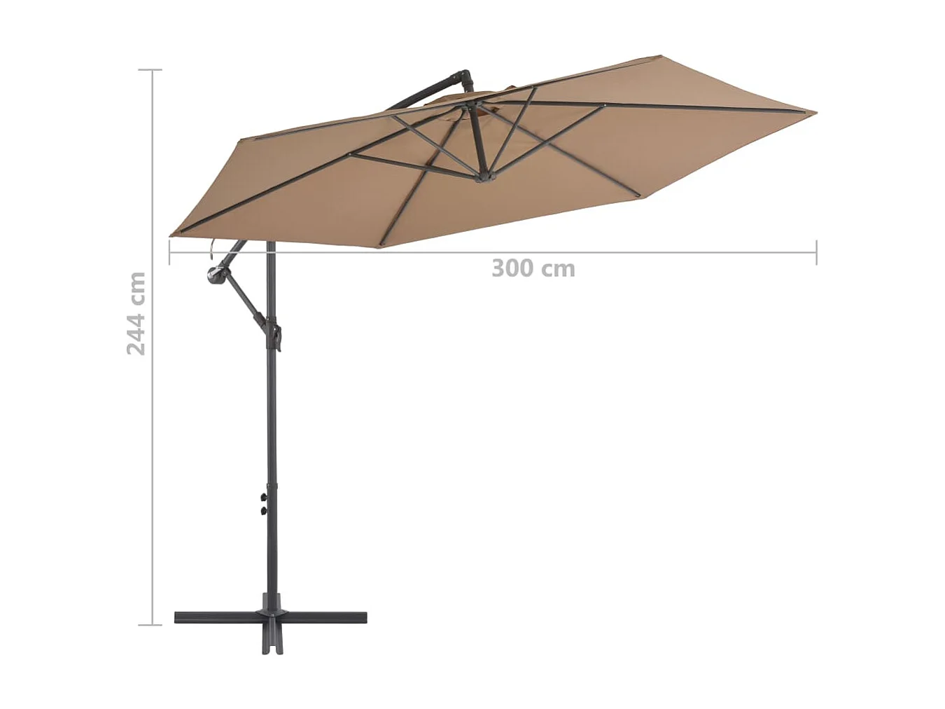 Hemelparasol met aluminium paal 300 cm Taupe