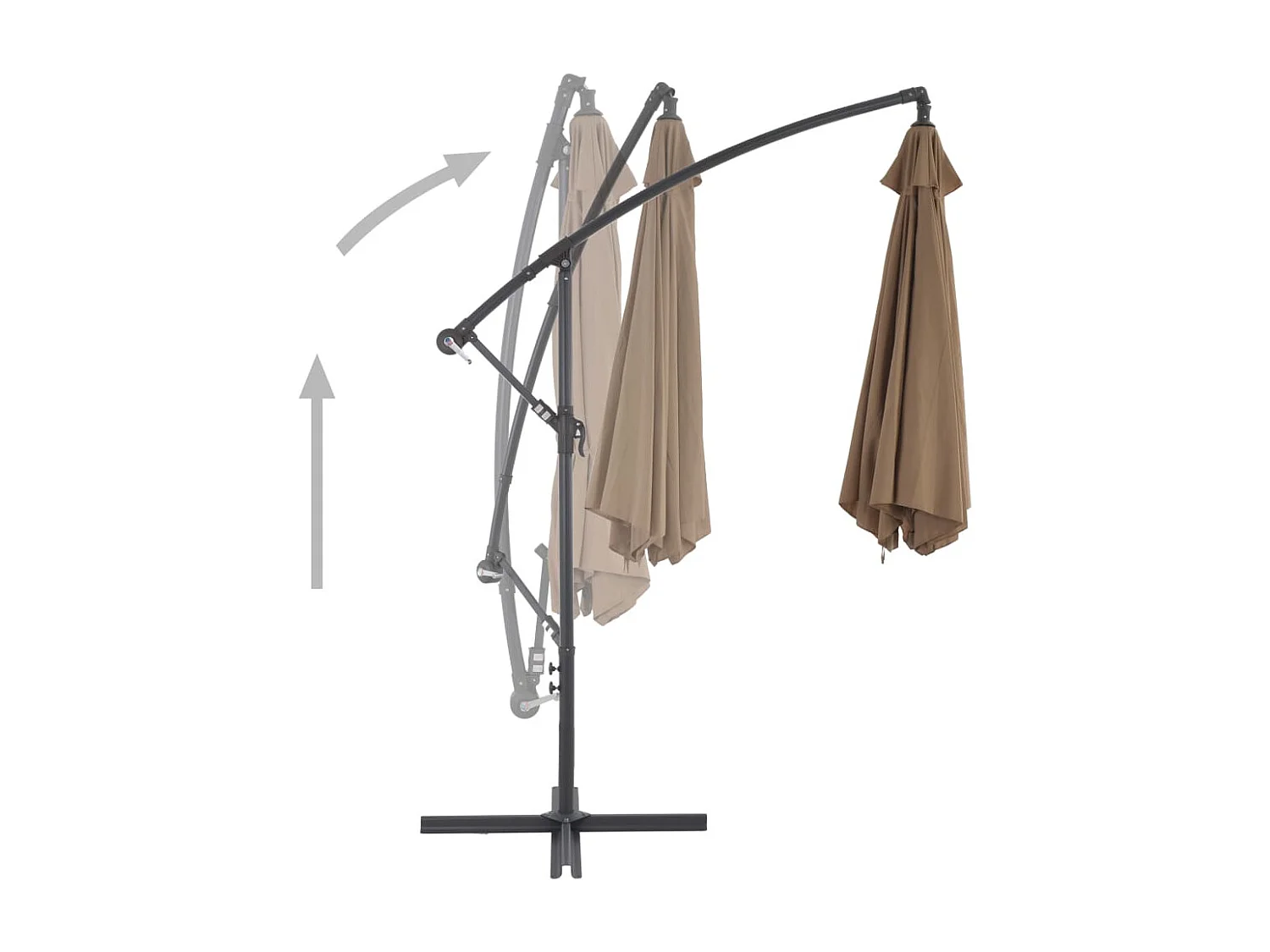 Sombrilla con dosel y mástil de aluminio 300 cm Taupe