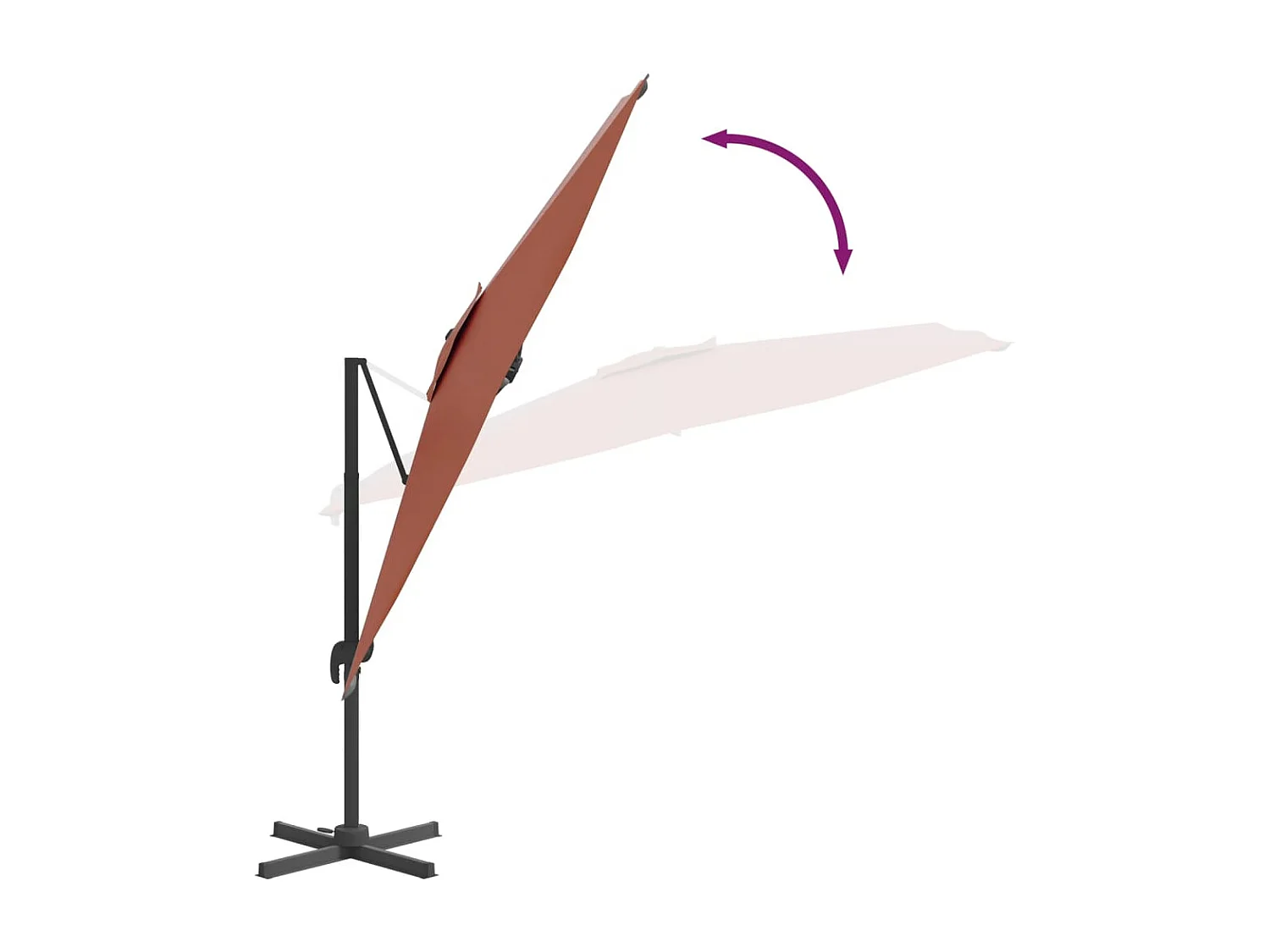 Parasol déporté avec mât en aluminium Terre cuite 300x300 cm