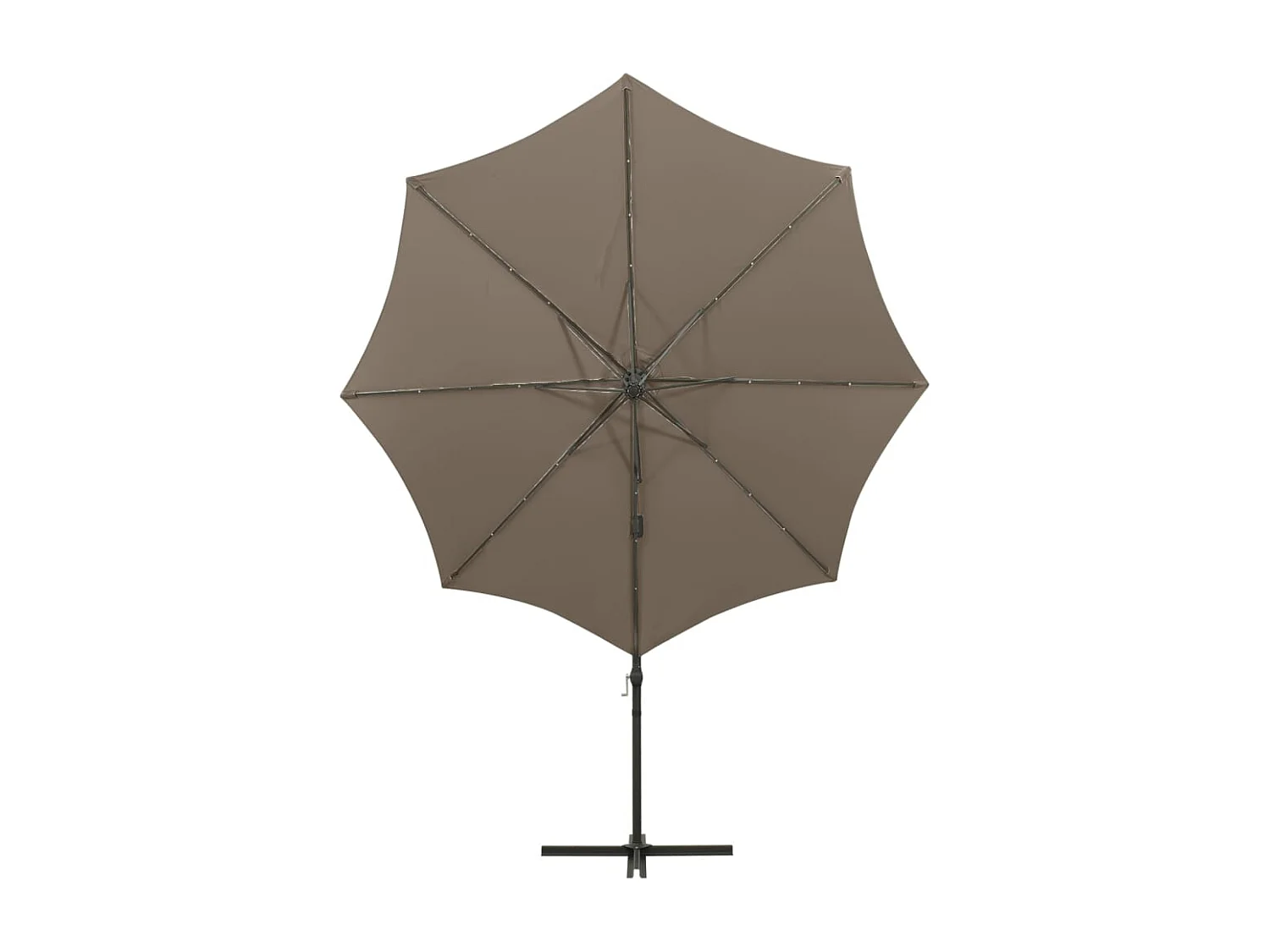 Parasol déporté avec mât et lumières LED Taupe 300 cm