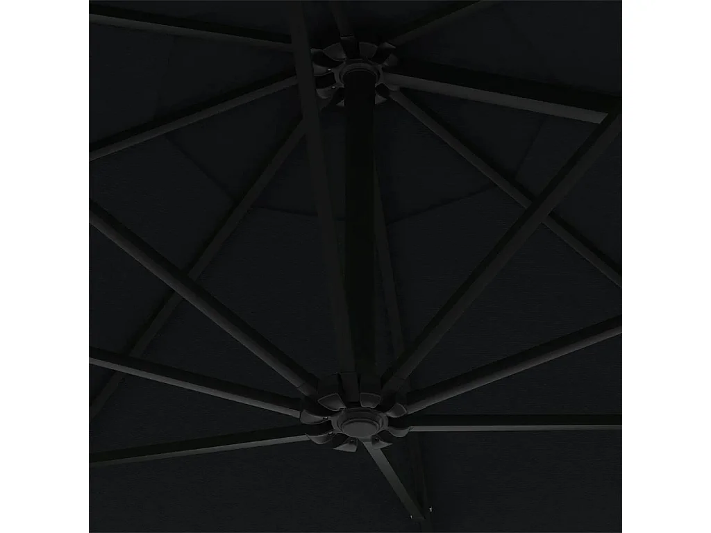 Ombrellone da parete con palo in metallo 300 cm Nero