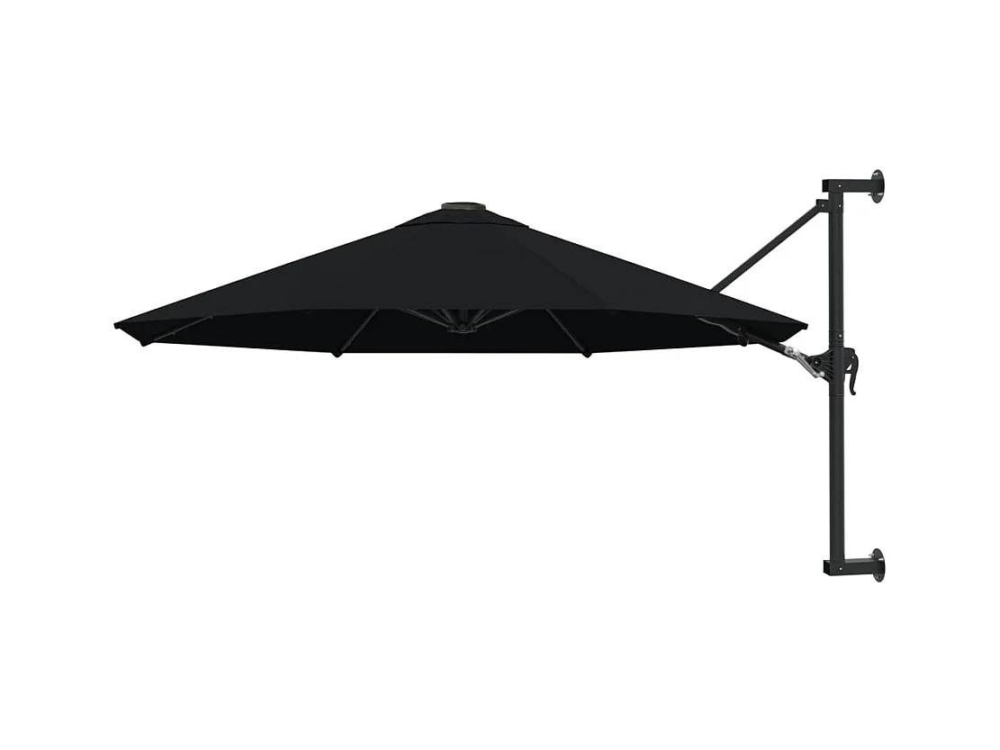 Sombrilla de pared con poste de metal 300 cm Negro