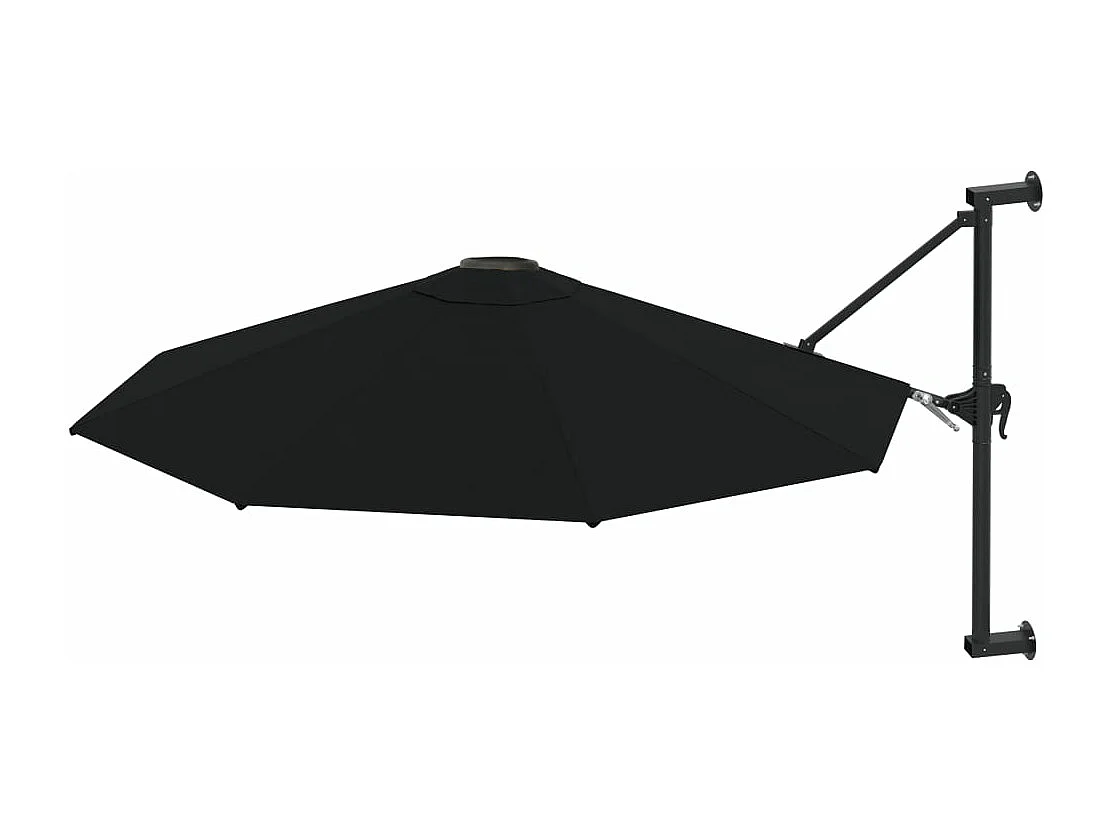 Sombrilla de pared con poste de metal 300 cm Negro