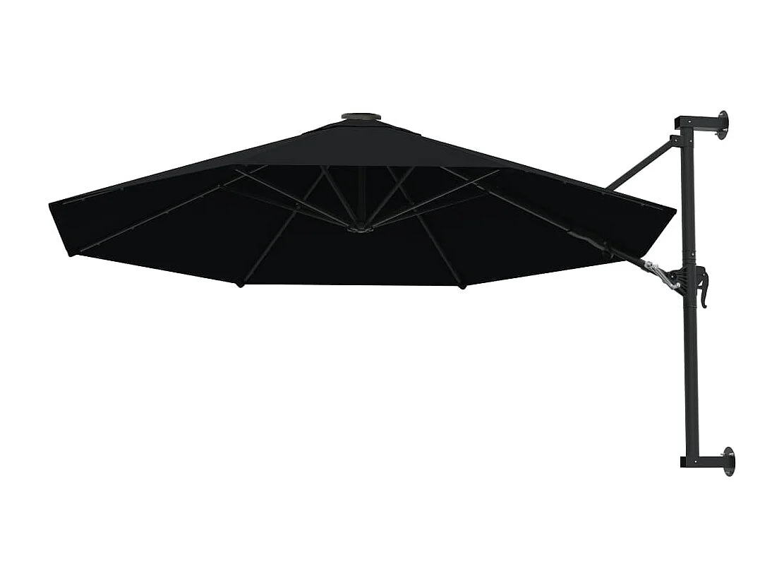 Sombrilla de pared con poste de metal 300 cm Negro