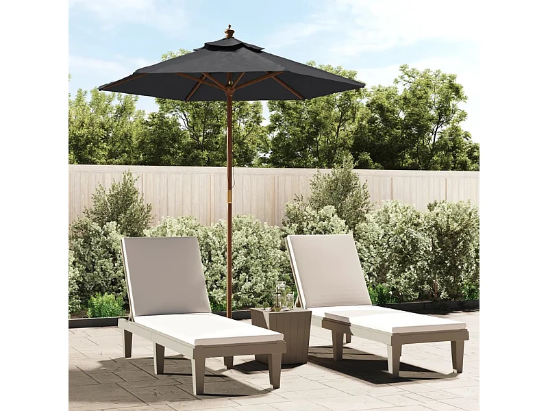 Ombrellone da giardino con palo in legno nero 196x231 cm