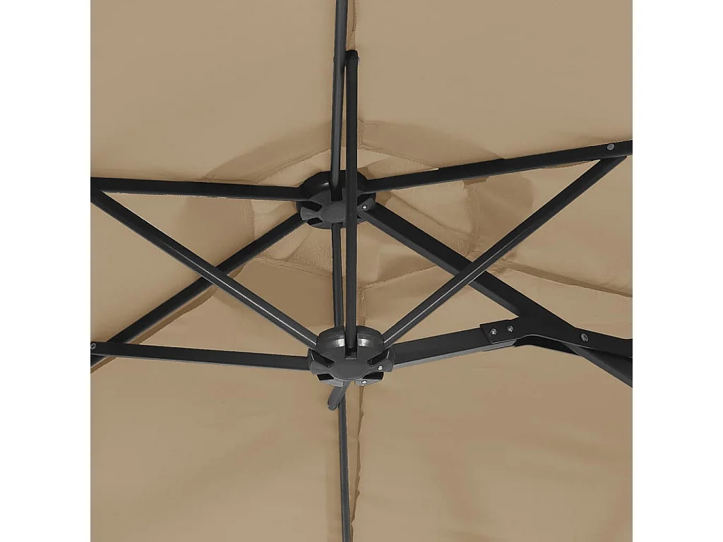 Guarda-sol duplo com LED cinza 316x240 cm