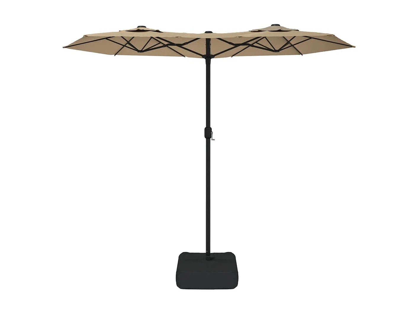 Parasol à double tête avec LED taupe 316x240 cm