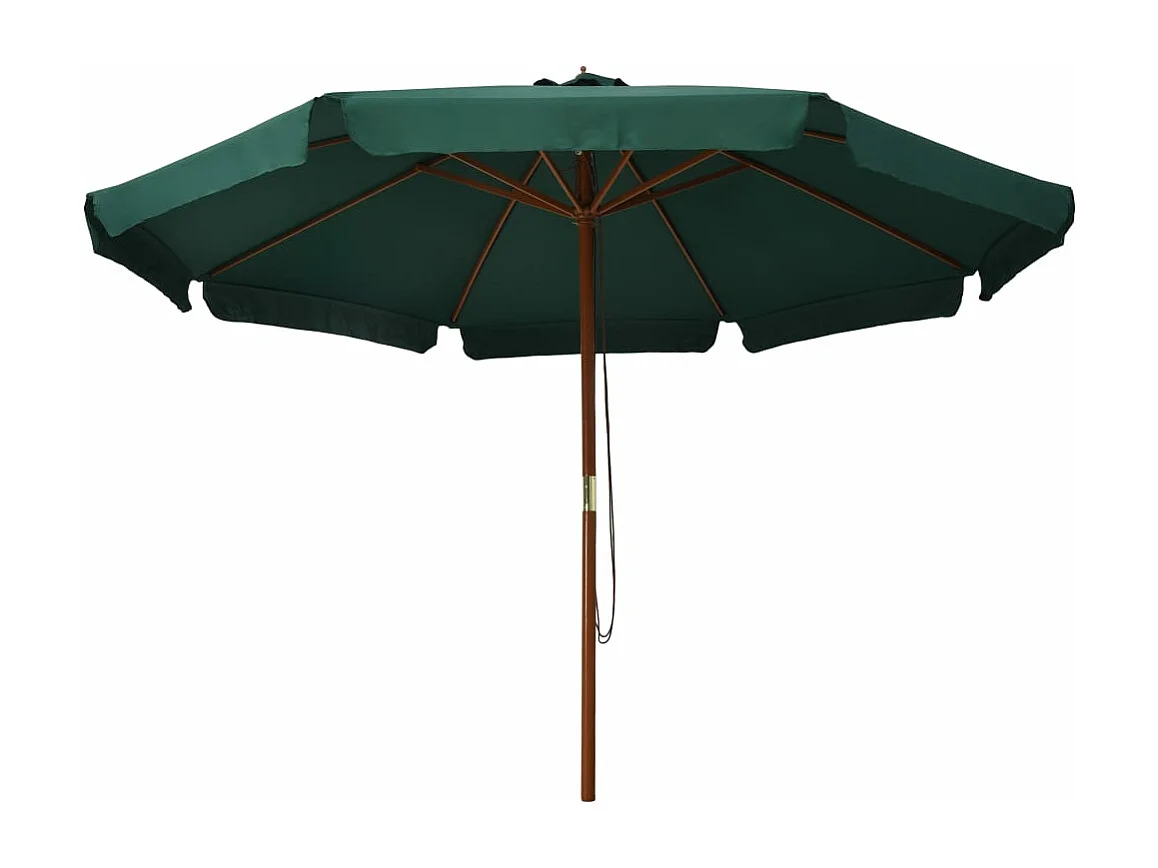 Parasol avec mât en bois 330 cm Vert
