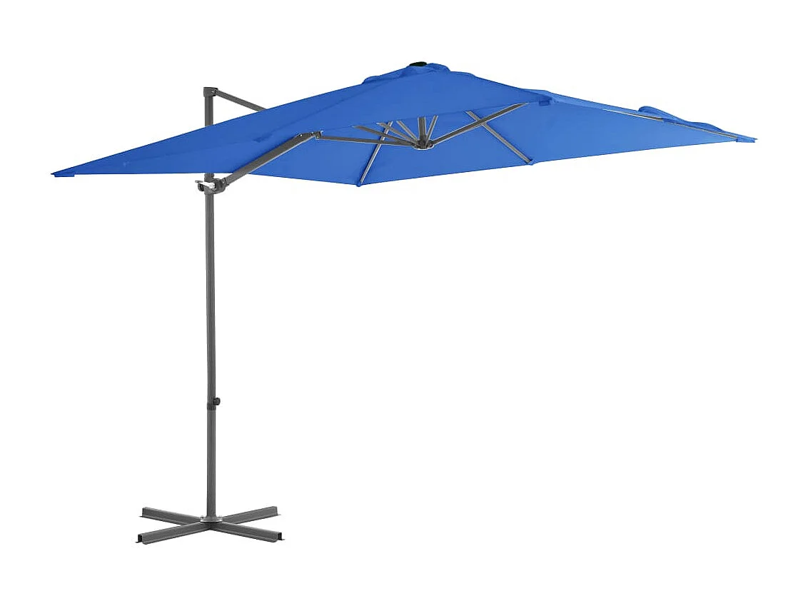 Parasol déporté avec mât en acier Bleu azuré 250x250 cm