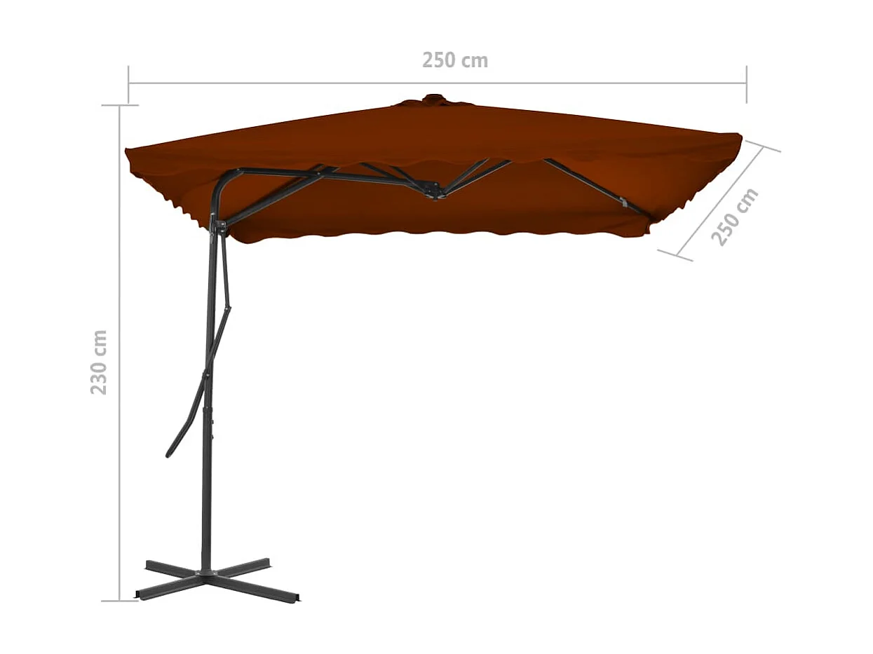 Parasol d'extérieur avec mât en acier Terre cuite 250x250x230cm