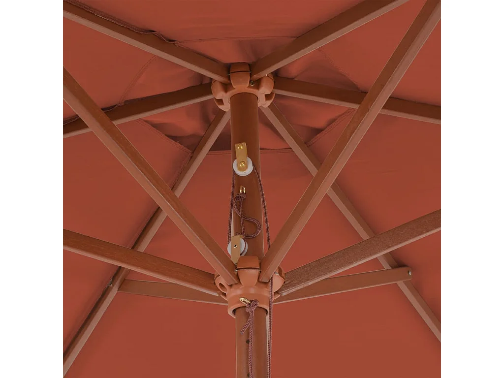 Sombrilla de exterior con palo de madera 270 cm Terracota