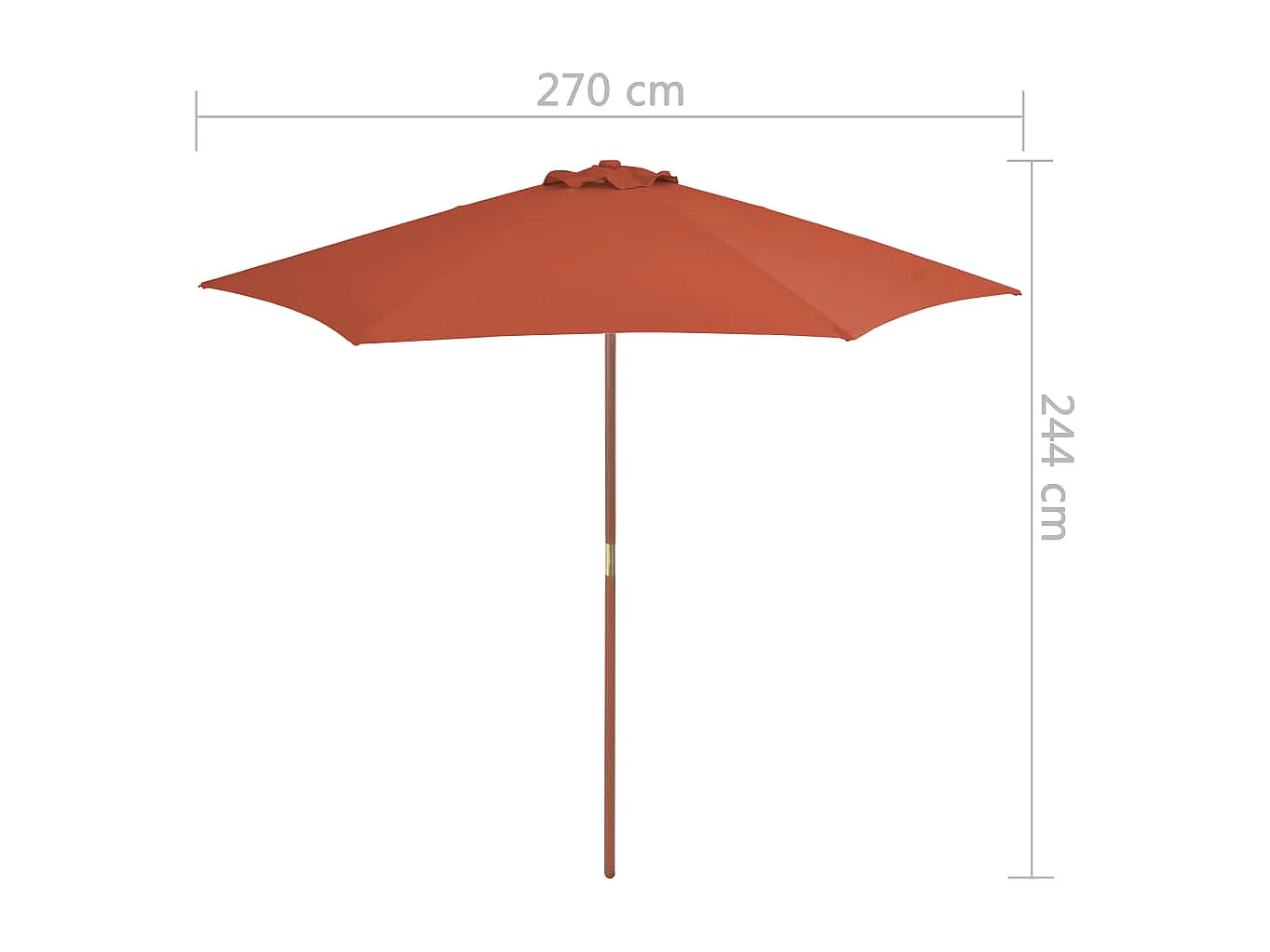 Sombrilla de exterior con palo de madera 270 cm Terracota