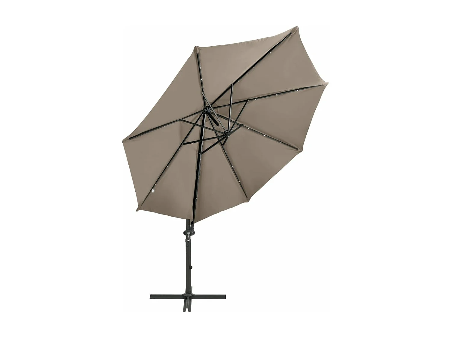 Parasol déporté avec mât et lumières LED Taupe 300 cm