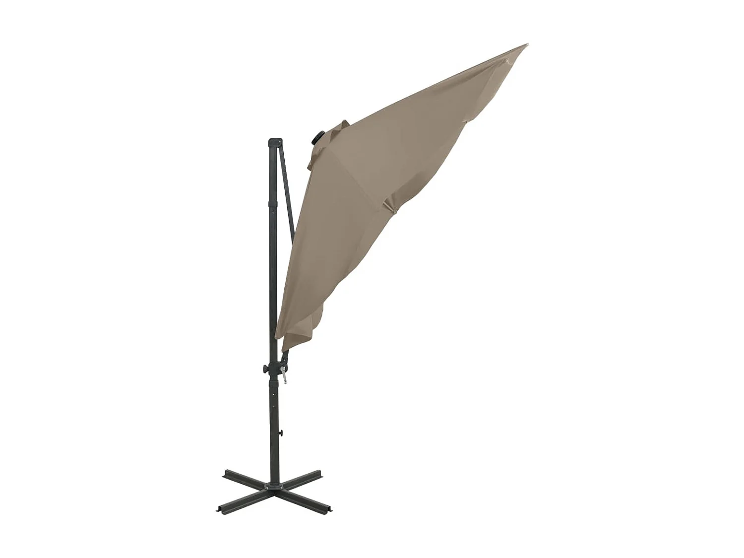 Parasol déporté avec mât et lumières LED Taupe 300 cm