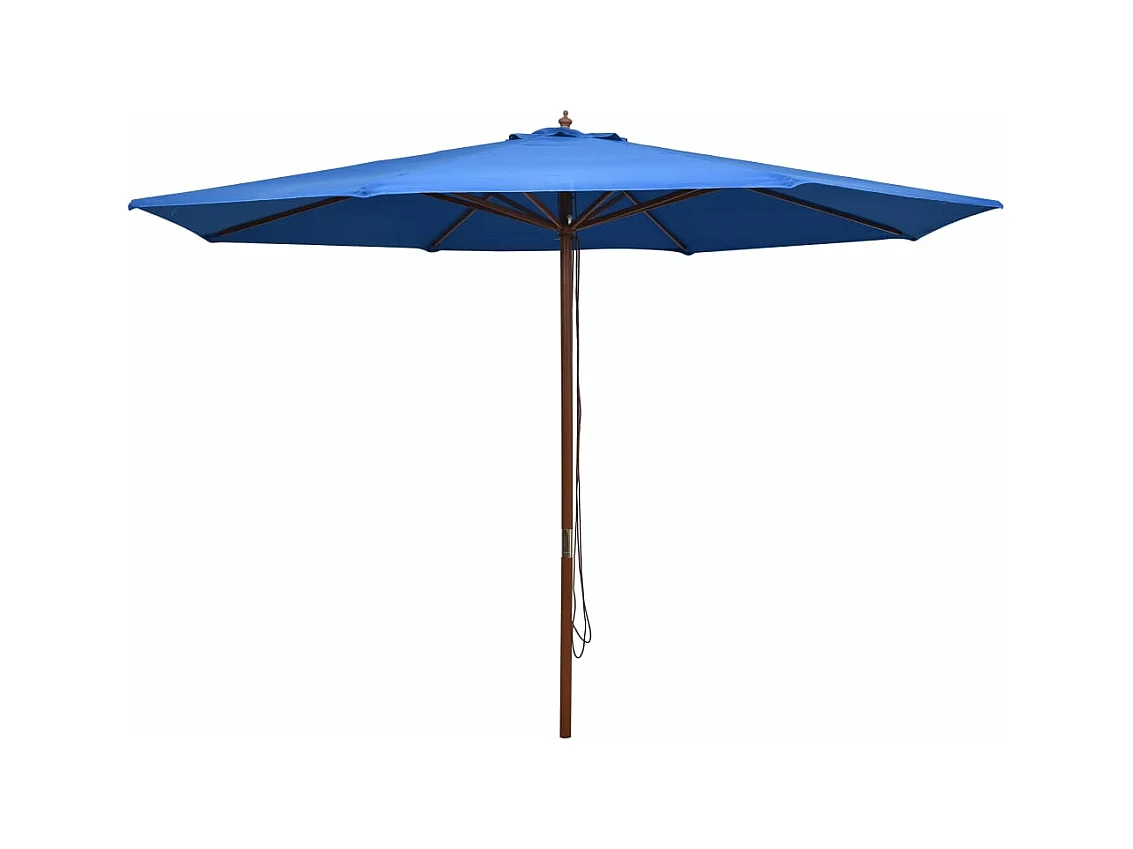 Parasol d'extérieur avec mât en bois 350 cm Bleu