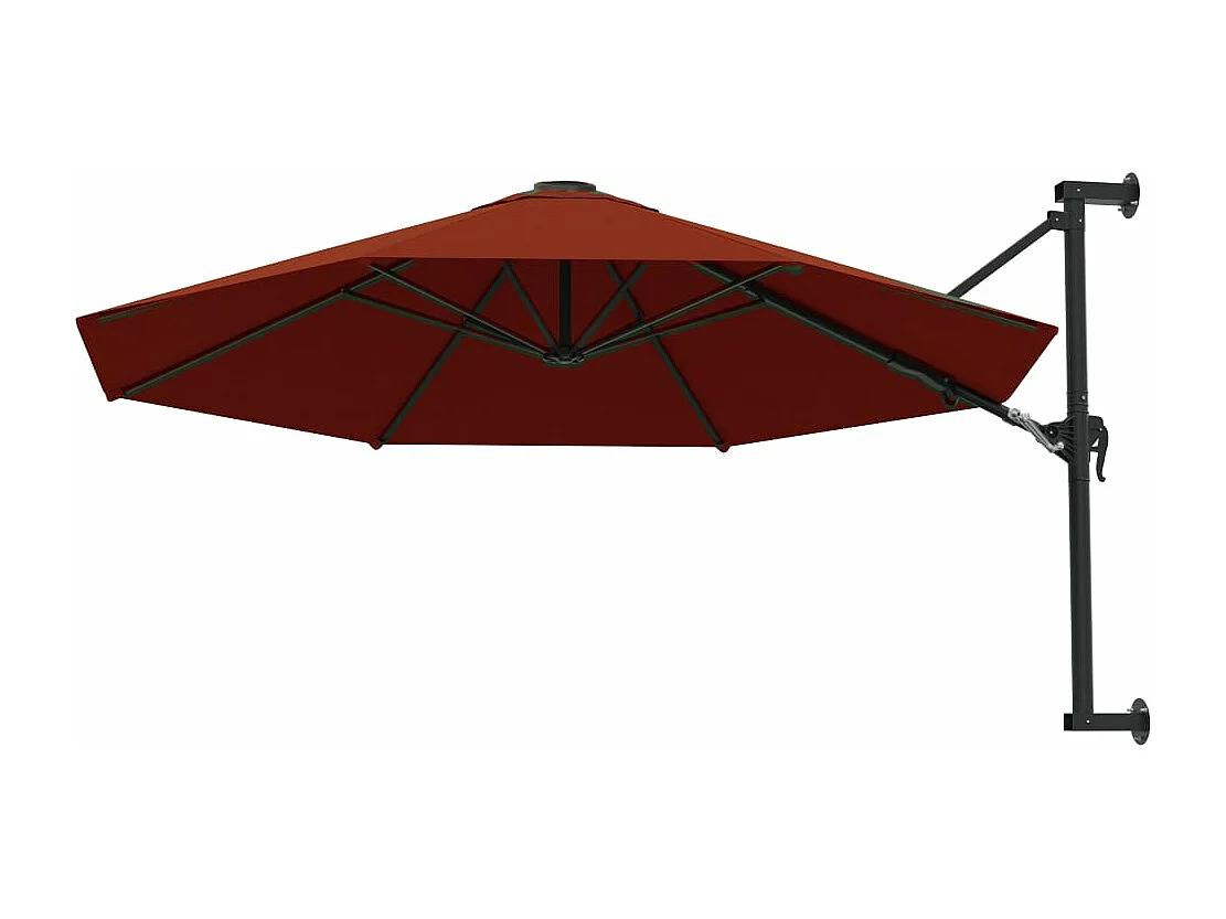 Parasol mural avec mât en métal 300 cm Terre cuite