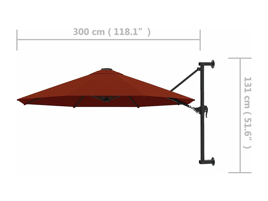 Wandschirm mit Metallstange 300 cm Terrakotta