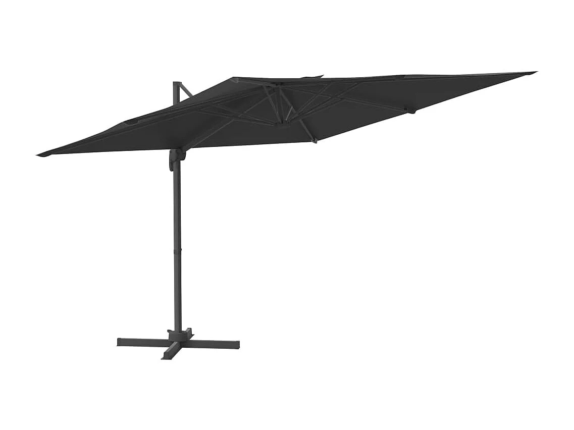 Zwarte LED zweefparasol 400x300 cm