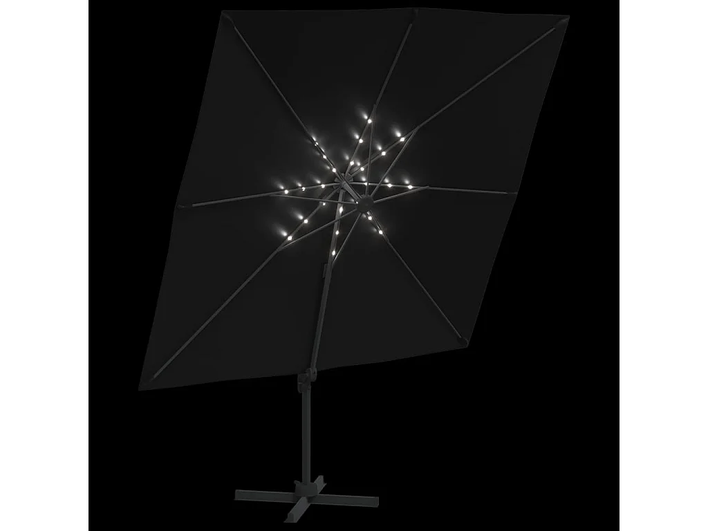 Zwarte LED zweefparasol 400x300 cm
