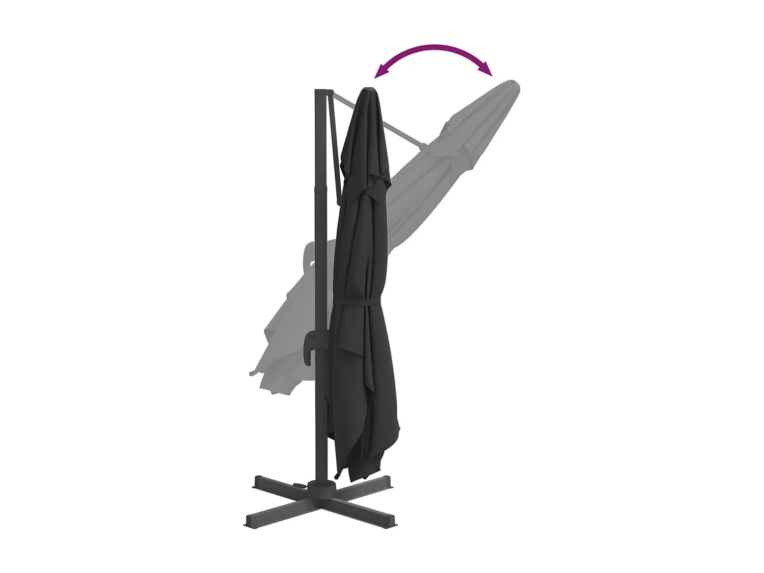 Zwarte LED zweefparasol 400x300 cm