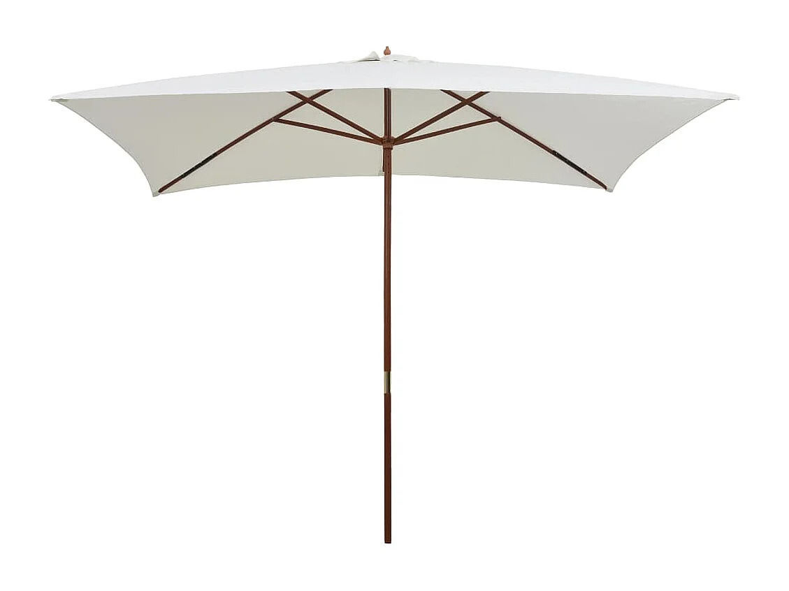 Ombrellone con palo in legno 200 x 300 cm Bianco crema
