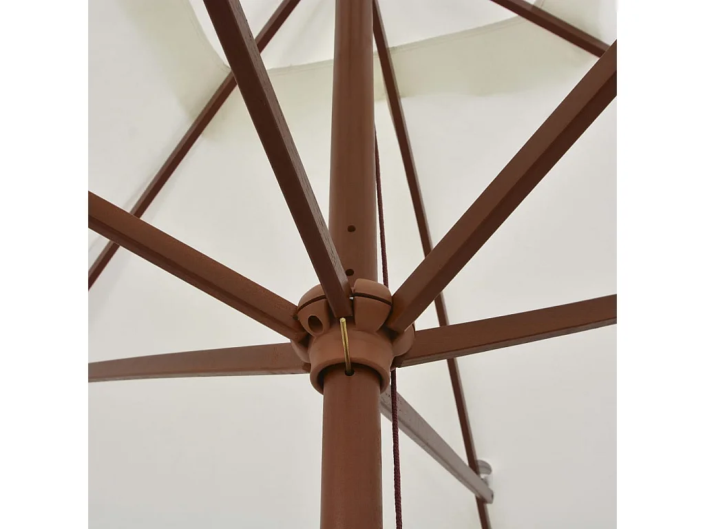 Parasol avec poteau en bois 200 x 300 cm Blanc crème