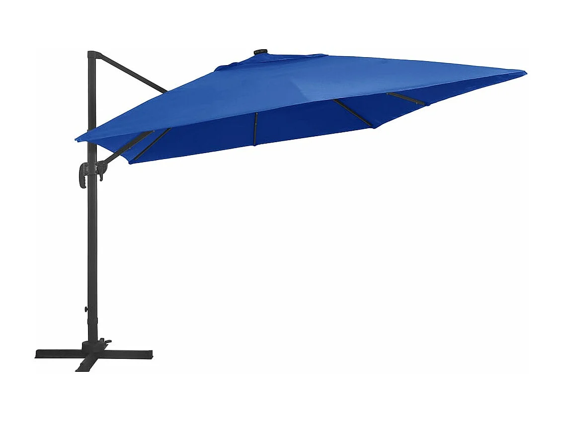 Parasol déporté avec lumières LED Aluminium 400x300cm Bleu azur
