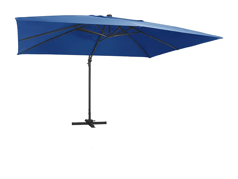 Parasol déporté avec lumières LED Aluminium 400x300cm Bleu azur
