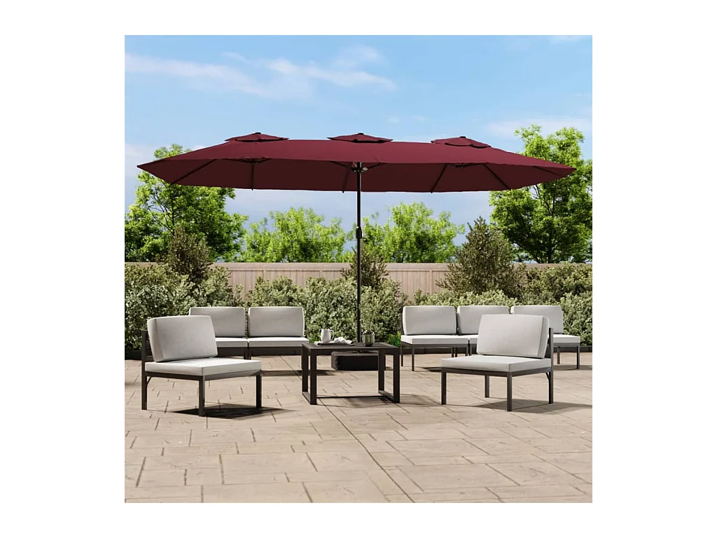 Ombrellone rosso bordeaux a doppia testa 449x245 cm