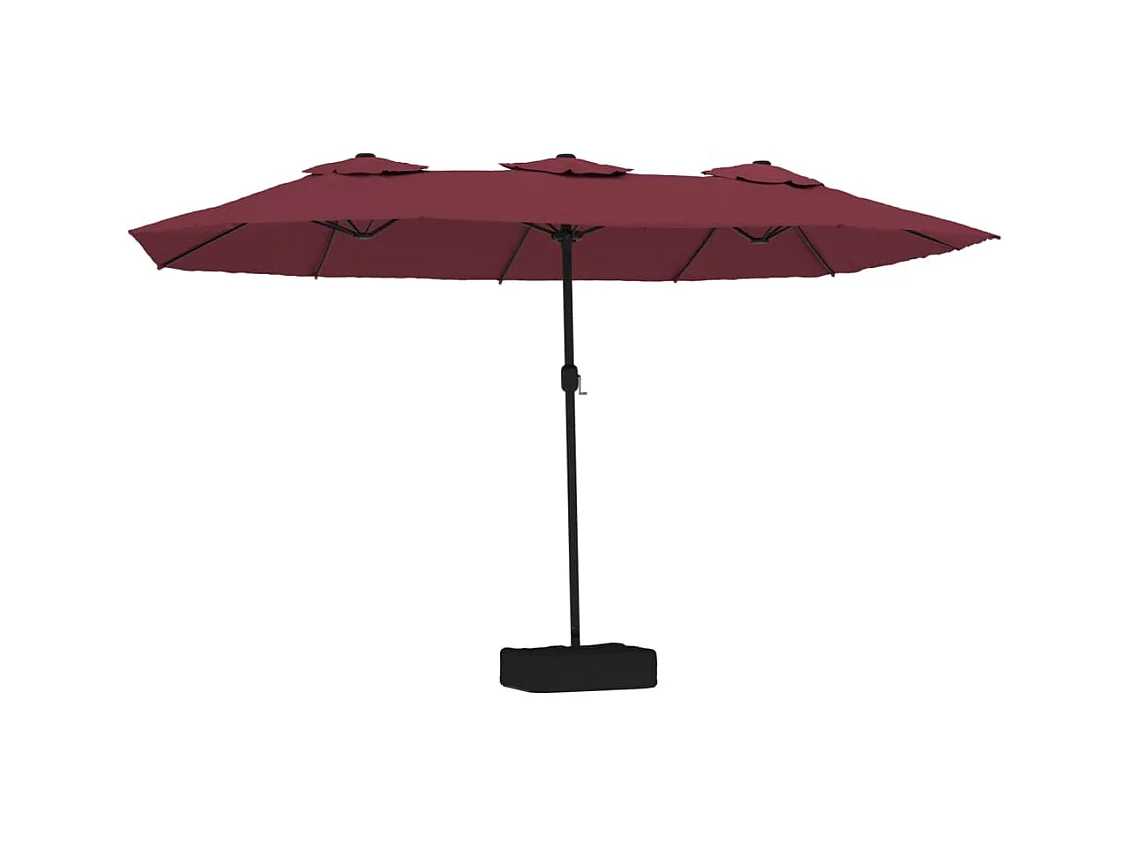 Bordeauxrode tweekoppige parasol 449x245 cm