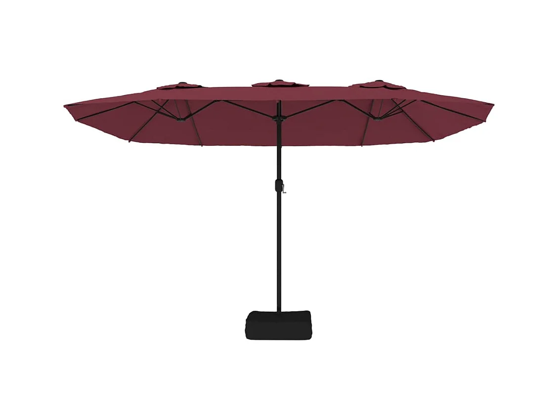 Bordeauxrode tweekoppige parasol 449x245 cm