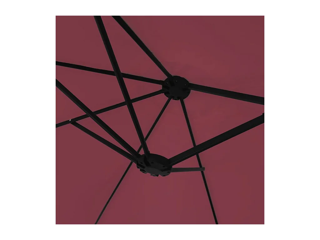 Bordeauxrode tweekoppige parasol 449x245 cm