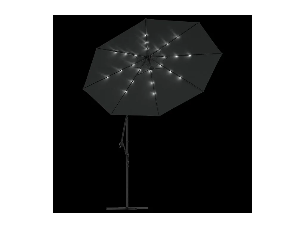 Parasol en porte-à-faux LED et mât en acier 300cm Anthracite