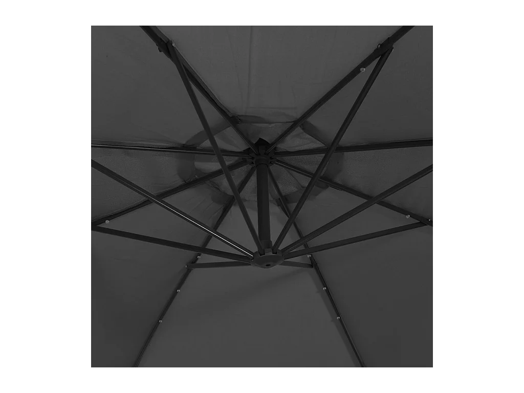 Parasol en porte-à-faux LED et mât en acier 300cm Anthracite
