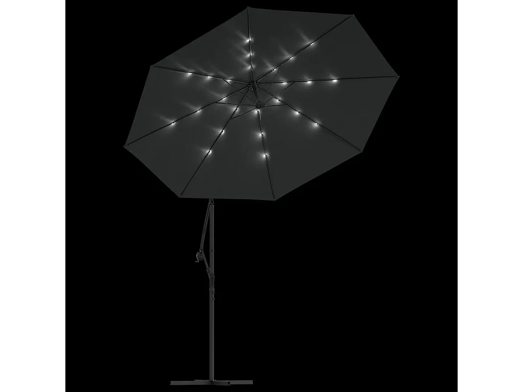Parasol en porte-à-faux LED et mât en acier 300cm Anthracite