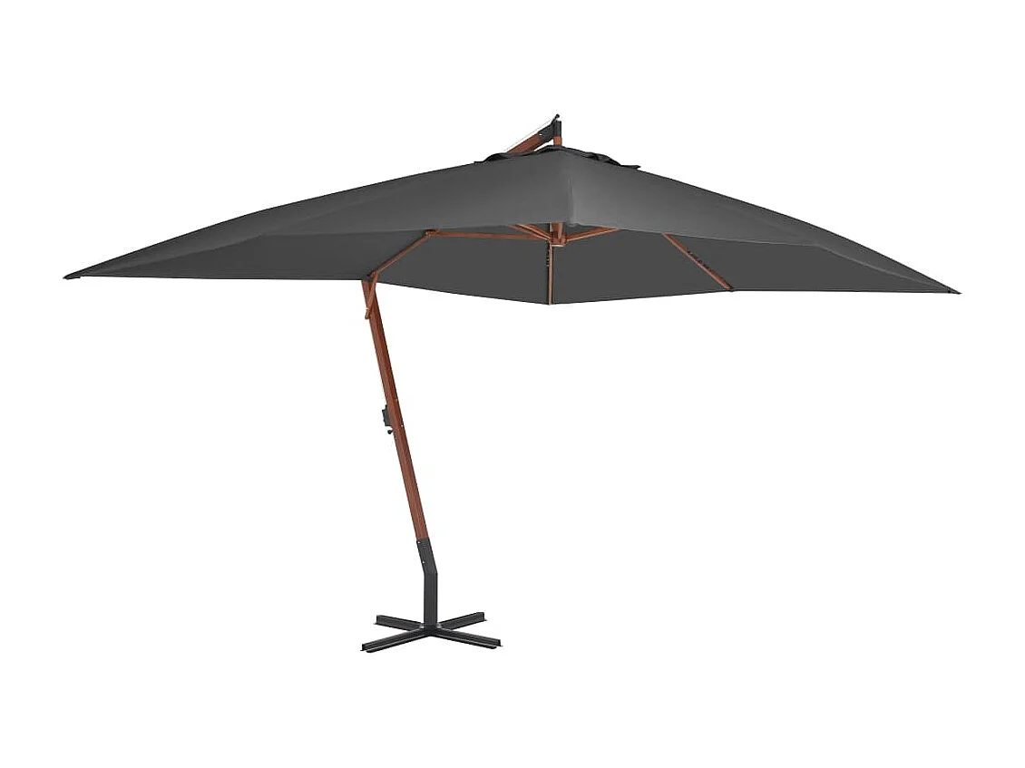 Zweefparasol met houten paal 400x300 cm Antraciet