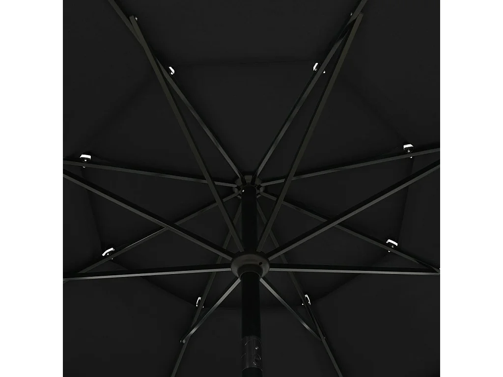 Parasol à 3 niveaux avec mât en aluminium Noir 3,5 m