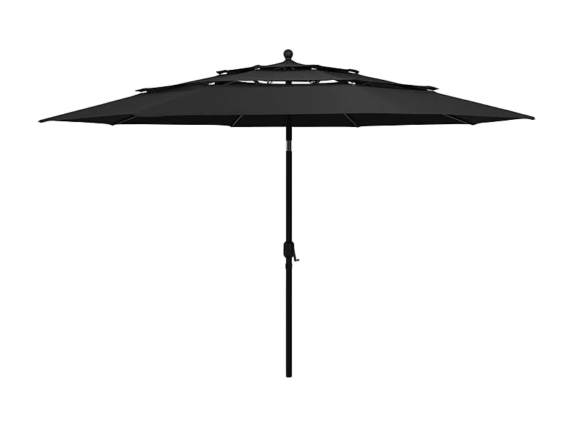 Parasol à 3 niveaux avec mât en aluminium Noir 3,5 m
