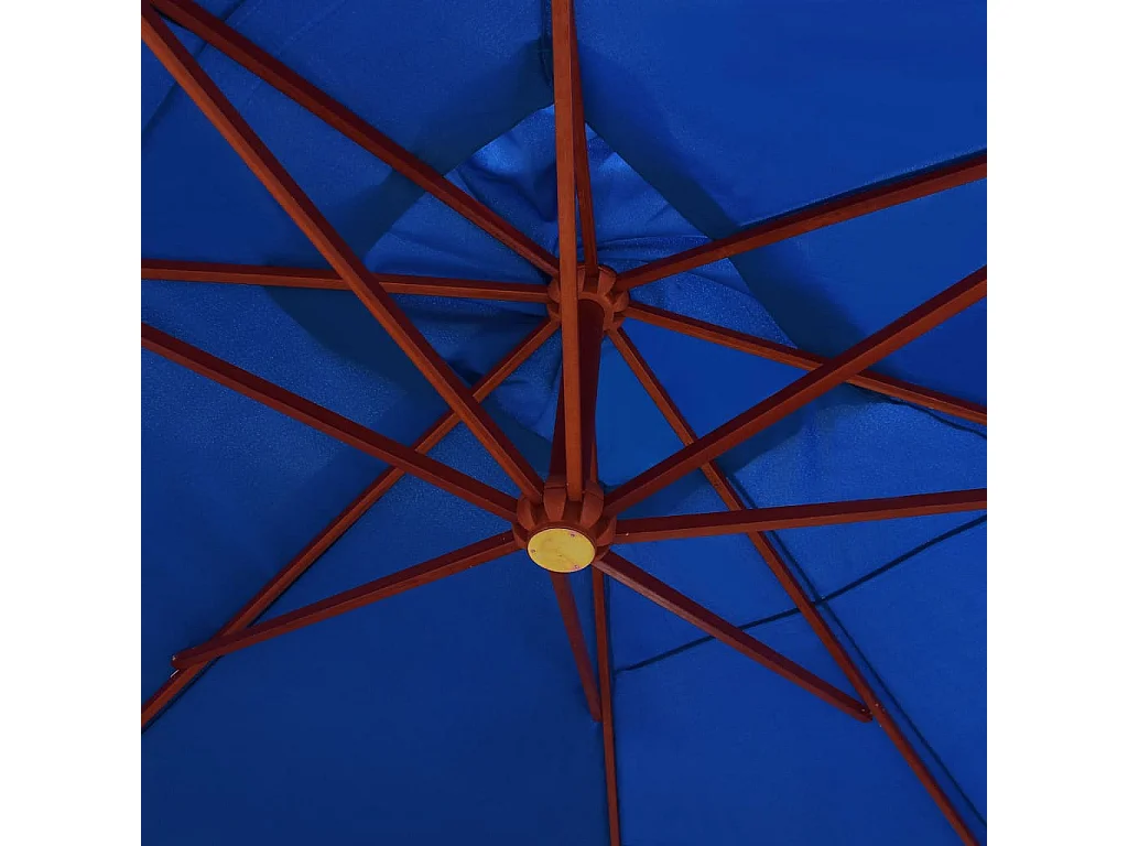 Parasol suspendu avec mât en bois 400x300 cm Bleu