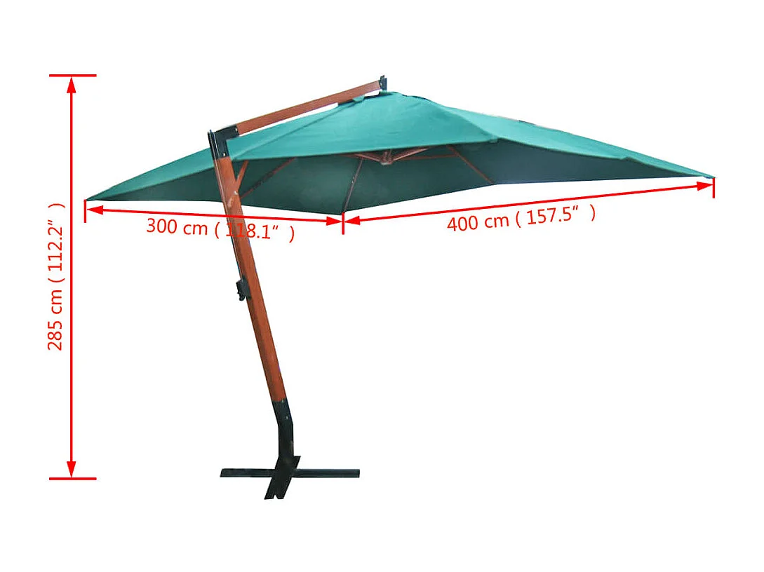 Ombrellone galleggiante Melia 300 x 400 cm Verde