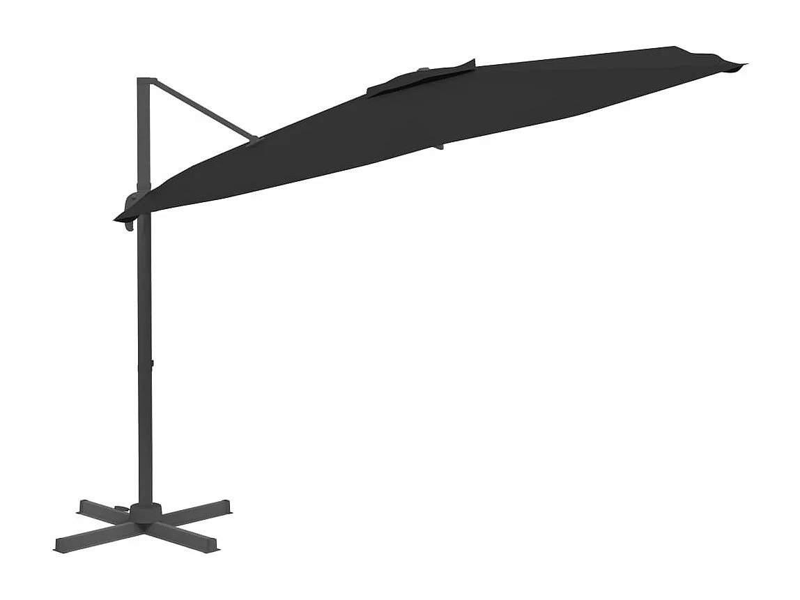 Guarda-sol deslocado com haste de alumínio preto 400x300 cm