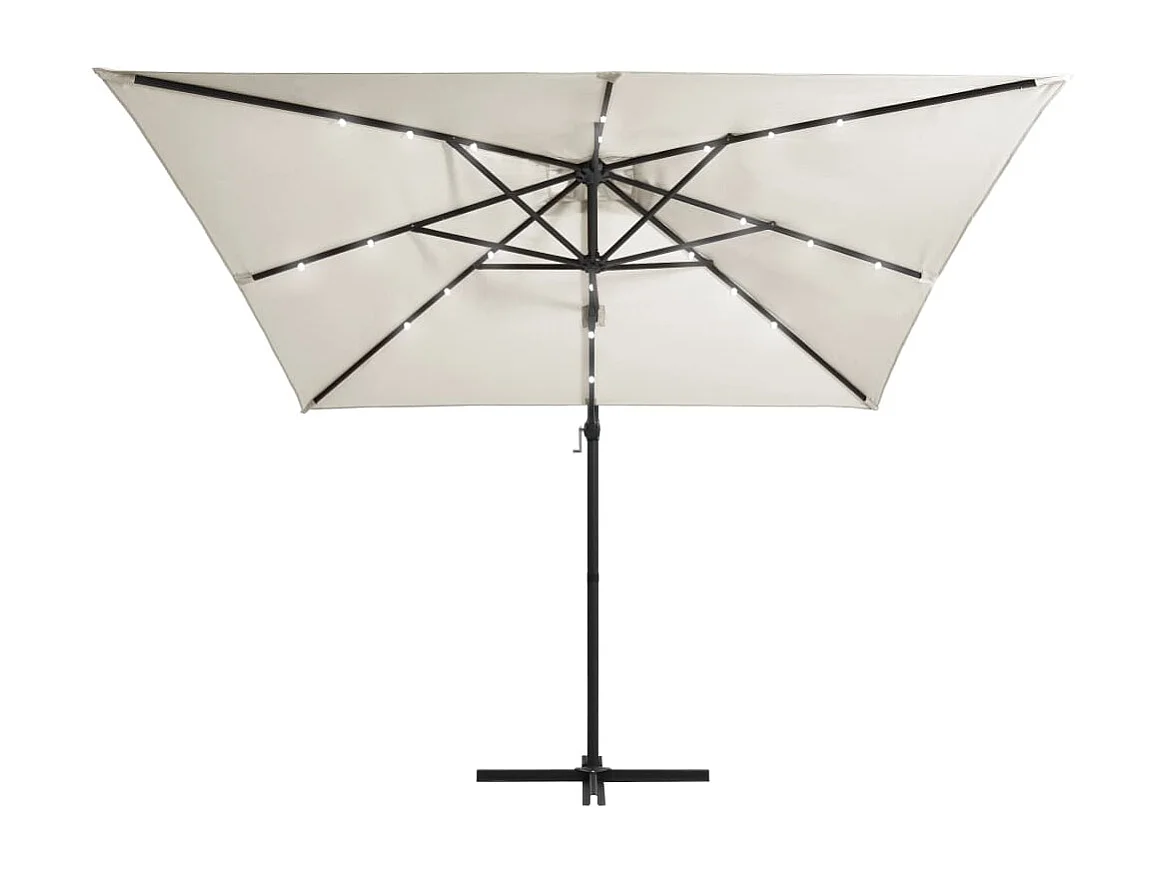 Offsetparasol met LED en stalen paal 250x250 cm Zand