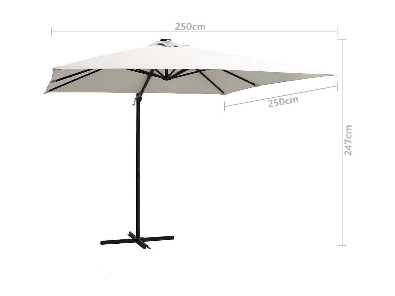 Offsetparasol met LED en stalen paal 250x250 cm Zand