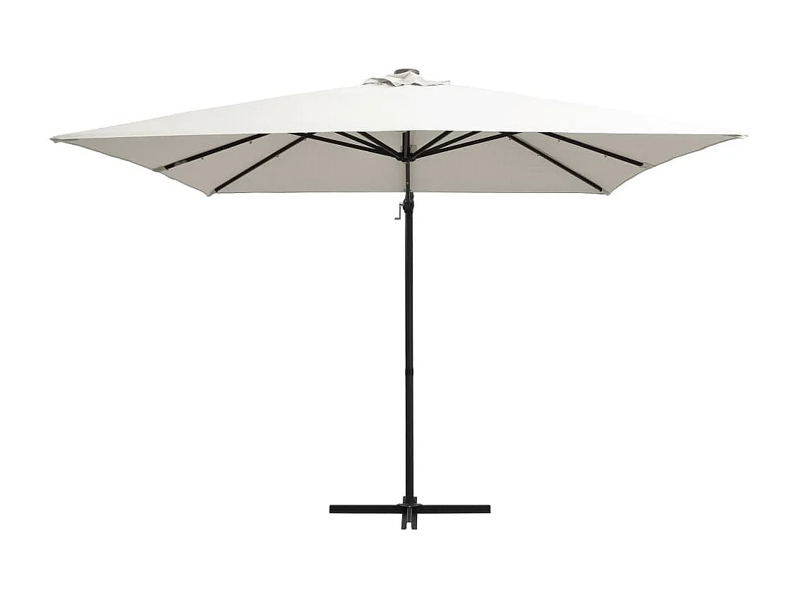 Ombrellone decentrato con LED e palo in acciaio 250x250 cm Sabbia