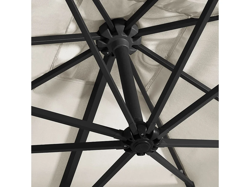 Ombrellone decentrato con LED e palo in acciaio 250x250 cm Sabbia